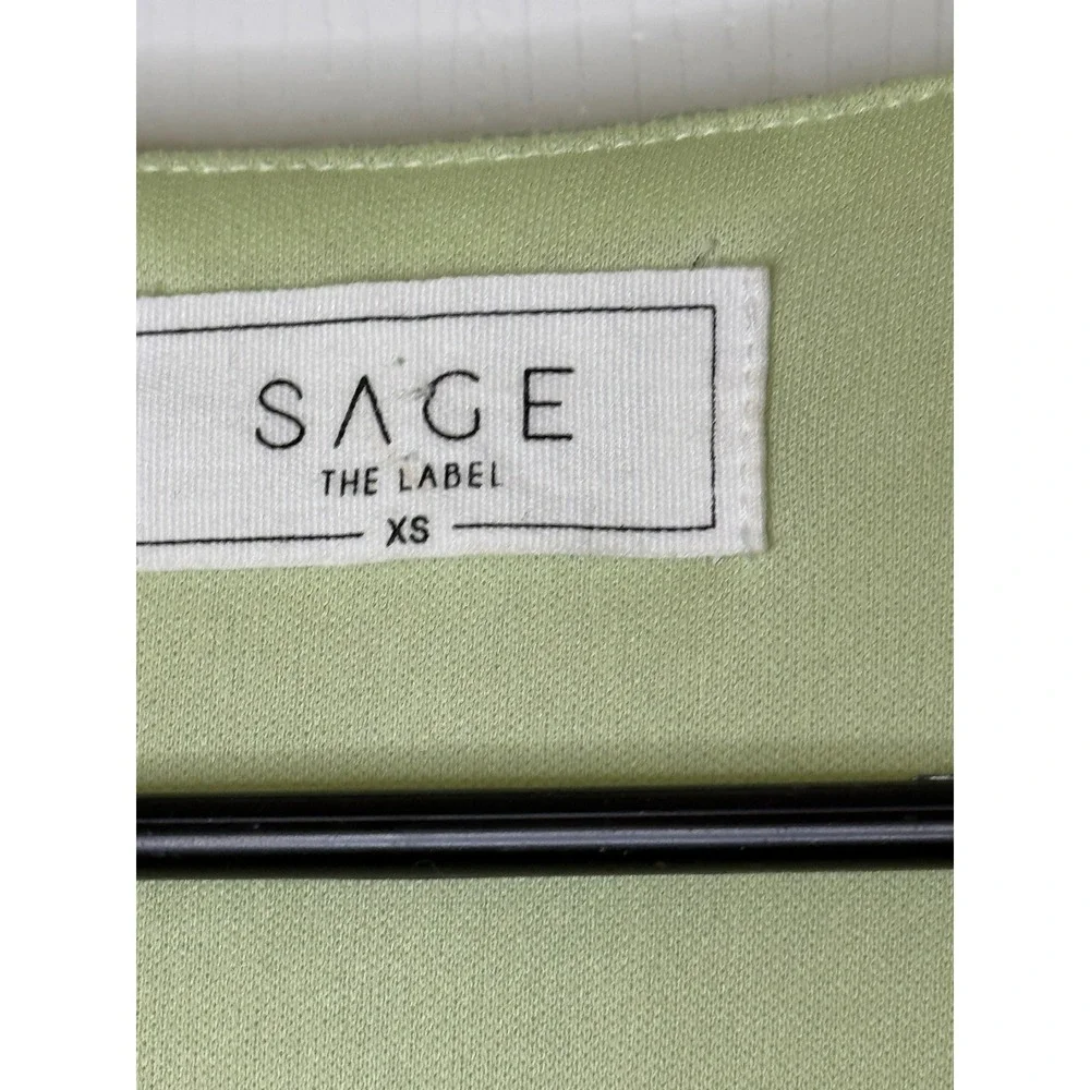 Sage The Label Plisse Mini Dress Women XS‎ Lime Green Excellent Ruffle Tie Waist